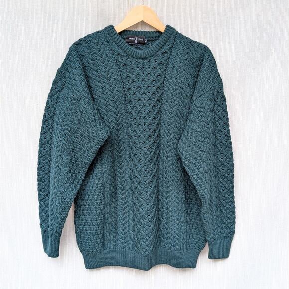 The Irish Store Aran 100% Merino Wool Knit Traditional Crew Neck Sweater, size L - Picture 1 of 7